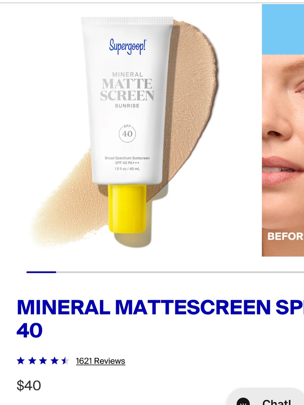 New! Supergoop! Mineral Matte Screen SPF 40 Sunrise! Set of 3